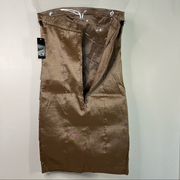 NEW Dynamite Strapless Tiered Bodycon Cocktail Mini Dress Metallic Brown Size 5 - Picture 7 of 8